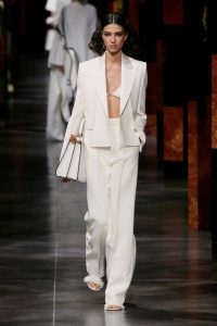 White blazer and matching set during Fendi spring/summer 2022 collection