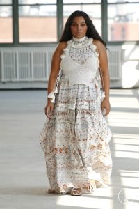 white crochet top over a flowy elegant boho dress for the Altuzarra spring/summer collection 2022