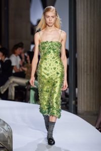 Sparkly green dress during Miu Miu's spring/summer 2022