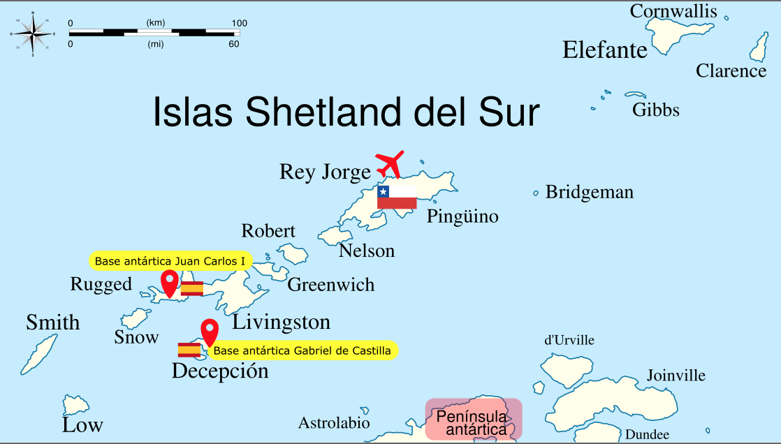 El 'Hespérides' hace tareas logísticas en las dos bases españolas de las Islas Shetland del Sur.