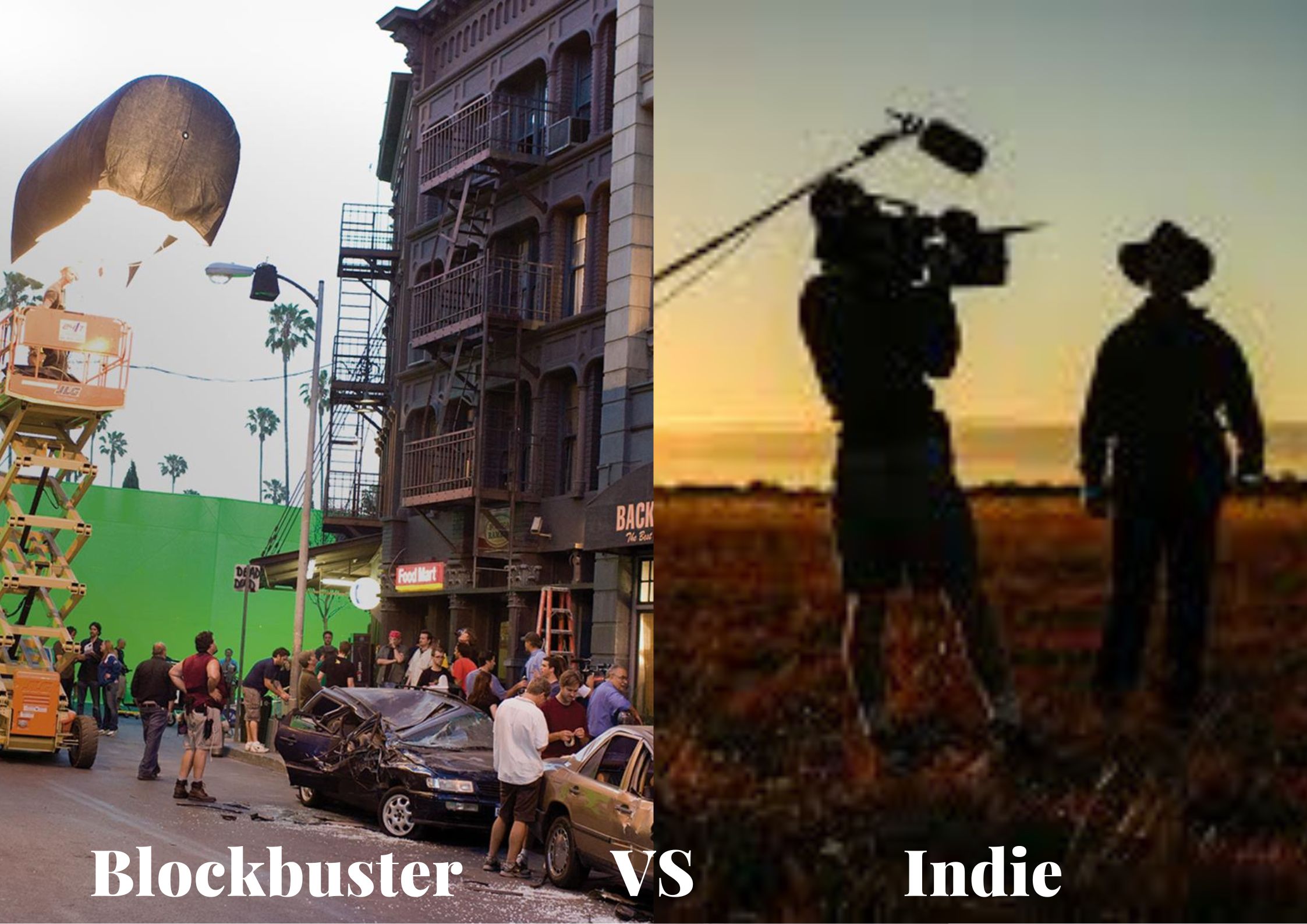 Blockbuster film set versus Indie film set