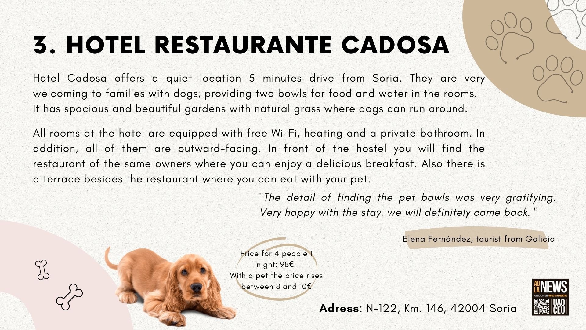 Hotel Restaurante Cadosa information / Victoria Población