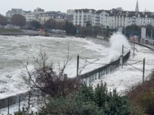 Dublin Floods: DART line at Blackrock/Seapoint flooded