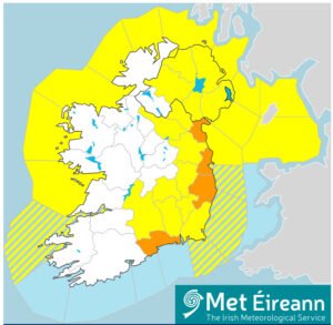 Dublin Floods: Met Éireann announce Yellow Warnings across the East of Ireland.
